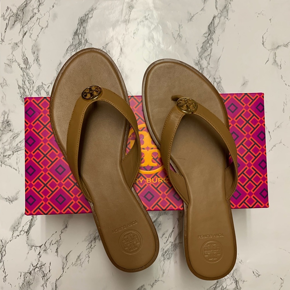 Tory Burch Benton Royal Tan Thong Sandals
